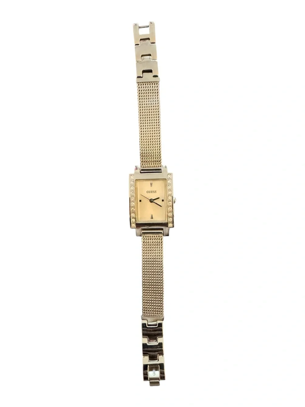 GUESS Silver Mesh and Link Bracelet Rectangular Watch